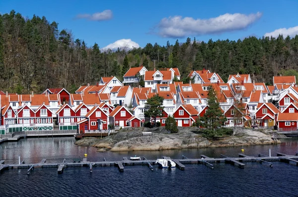 The shore of the fjord and Norwegian city — Stock Photo, Image