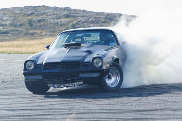 Autumn racing modified car drifting in Norway — Stock Photo, Image