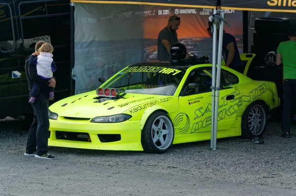 Autumn racing modified car drifting in Norway — Stok Foto