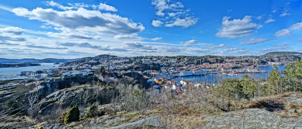 Autumn panorama HDR of the Kragero city and fjord, Norway — Stock Photo, Image
