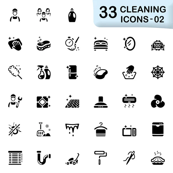 33 iconos de limpieza negro 02 — Archivo Imágenes Vectoriales