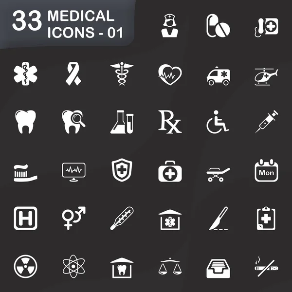 33 iconos médicos - 01 — Archivo Imágenes Vectoriales