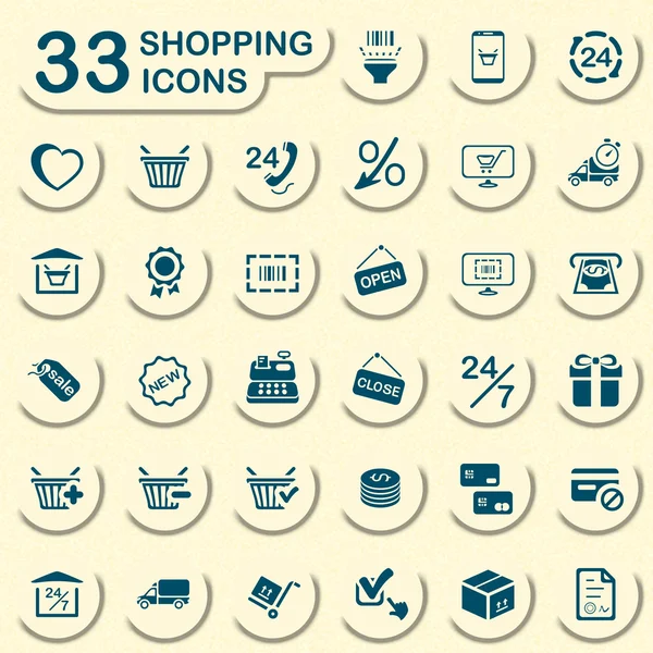 33 jeans icônes shopping — Image vectorielle