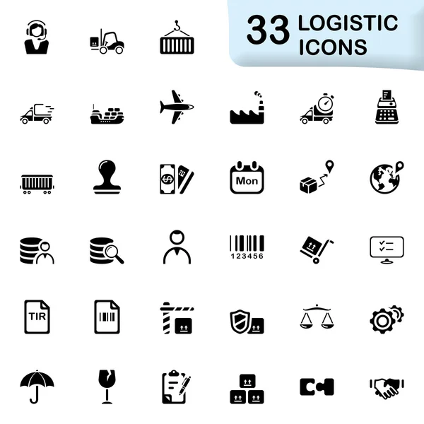 33 ícones logísticos pretos — Vetor de Stock
