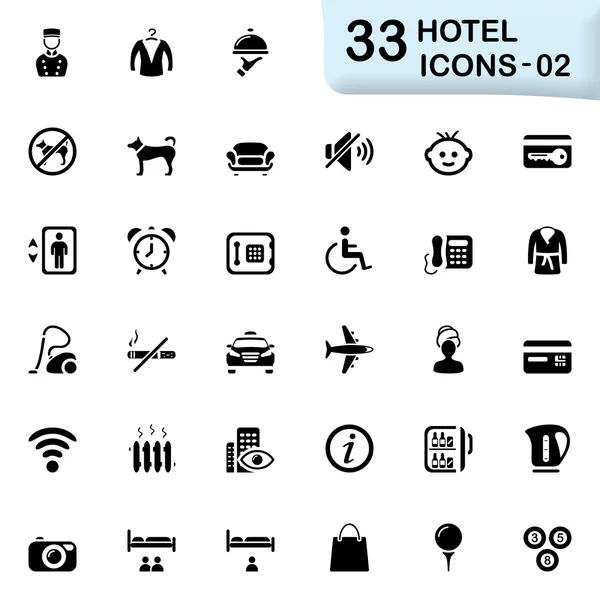 33 iconos del hotel negro 02 — Archivo Imágenes Vectoriales