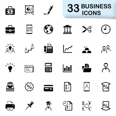33 siyah iş ikonları/simgeleri