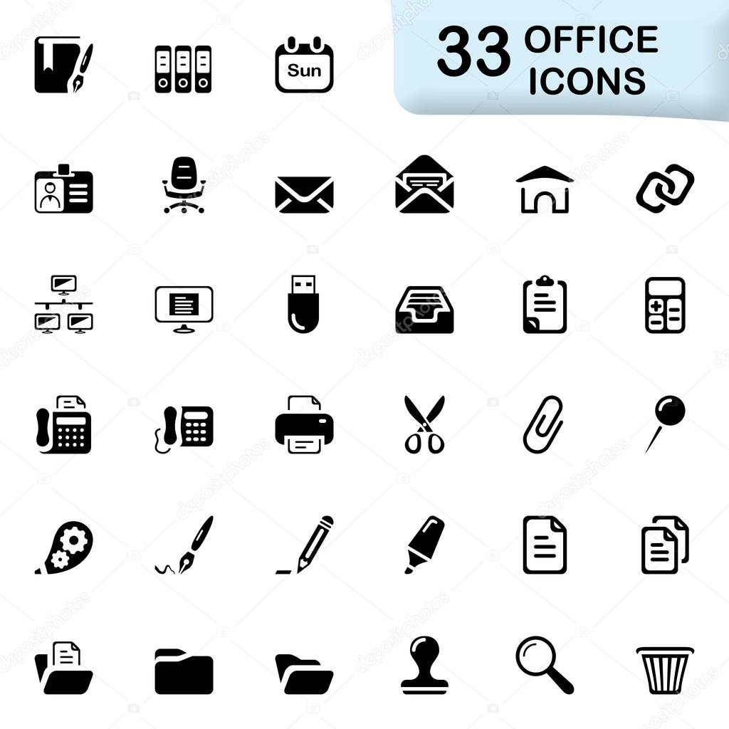 33 black office icons