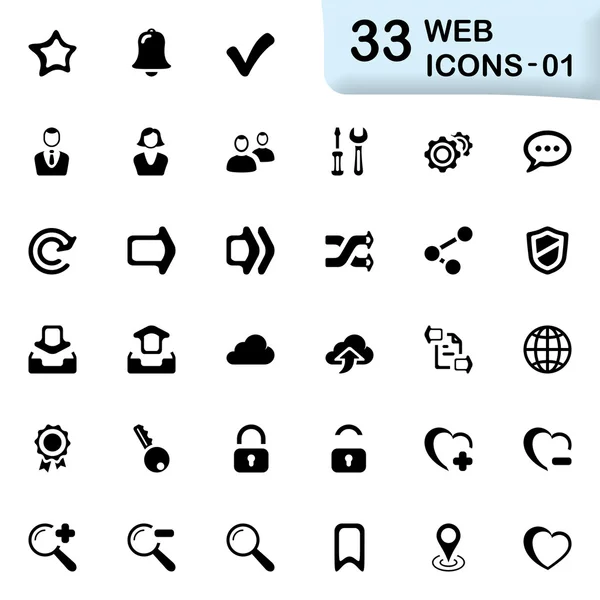 33 zwarte web pictogrammen 01 — Stockvector