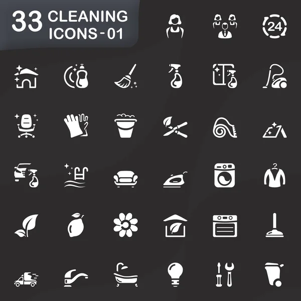 33 ícones de limpeza 01 — Vetor de Stock
