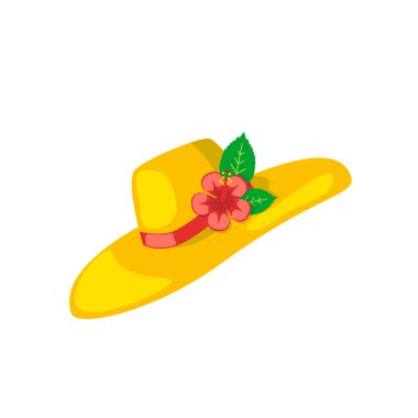 Plaj şapkası vektör simgesi beyaz arkaplanda izole edildi. Basit düz biçim.