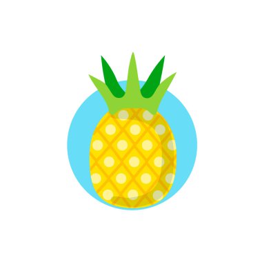 Beyaz arkaplanda izole edilmiş ananas vektör simgesi. Basit düz stil. Yaz, egzotik, tropikal konsept.