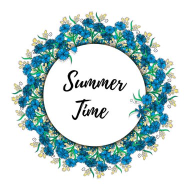 Çiçekli ve yazılı tebrik kartı Yaz zamanı