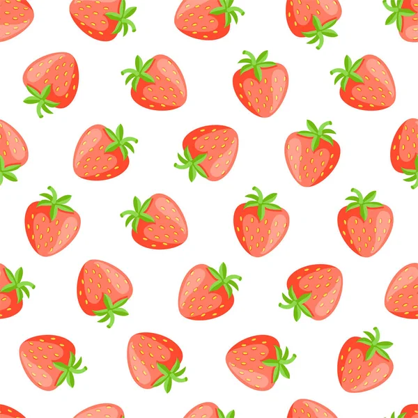 Modèle sans couture fraise douce avec berris rouge sur fond blanc. Été, nourriture, fruits, concept frais. Illustration vectorielle. Graphismes Vectoriels