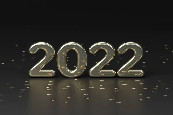 2022 Banner de Ano Novo. Dourado glitter dígitos em um fundo preto. — Fotografia de Stock