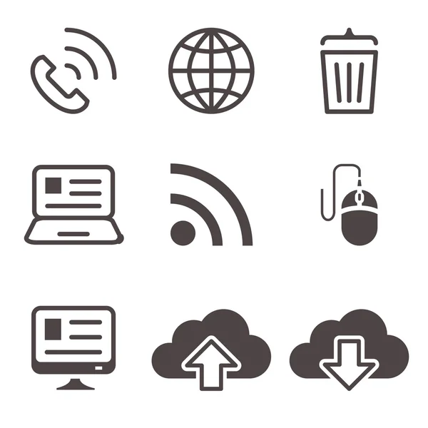 Internet network communication mobile devices icons set — Stock Vector