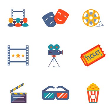 Sinema ve film düz Icon set