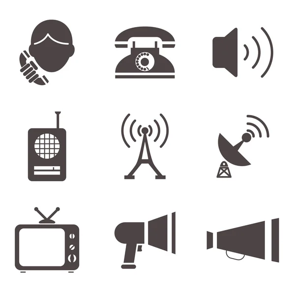 Zakelijke informatie communicatiemedia web icons set — Stockvector