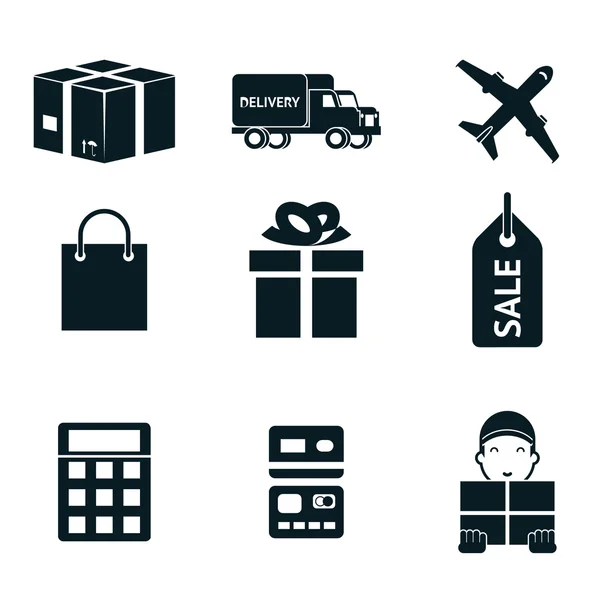 Compras y envío conjunto de iconos aislados — Vector de stock