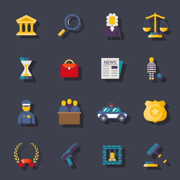 Düz hukuk Icons set — Stok Vektör