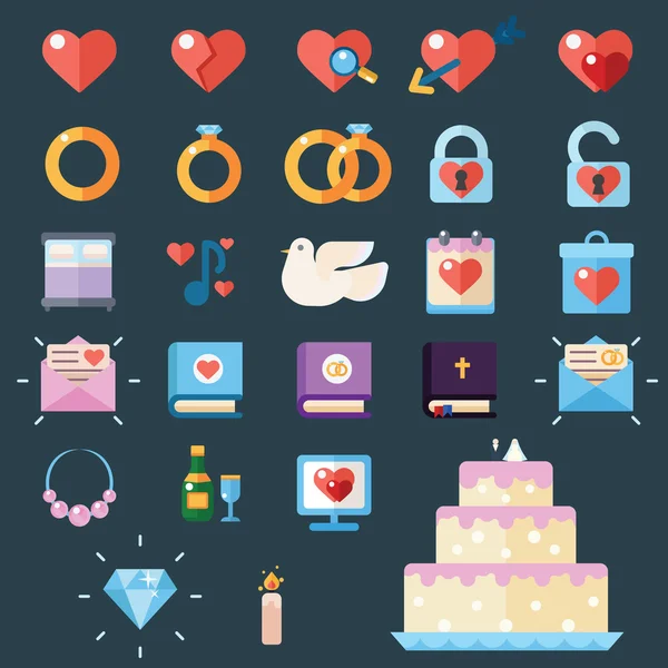 Icônes modernes de mariage — Image vectorielle