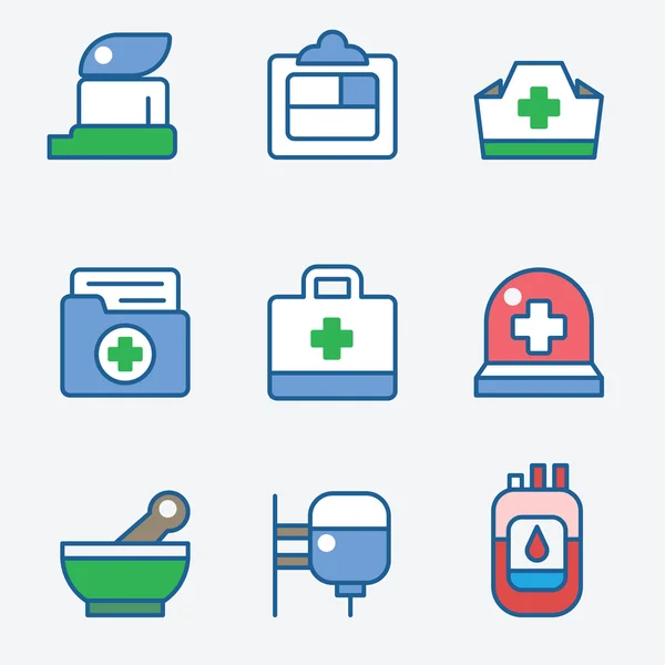 Zdraví a zdravotní péče ikony — Stockový vektor