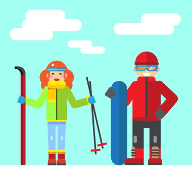 Kışın kayak dinlenme