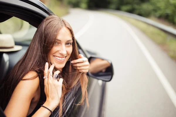Beautiful Woman in car Stock Picture