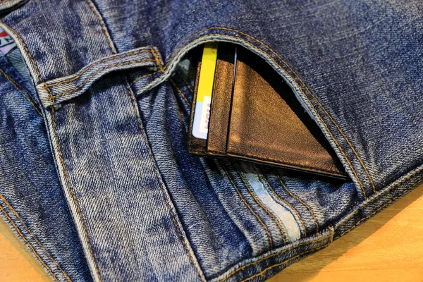 Bag jeans and cadit card — Stock Photo, Image