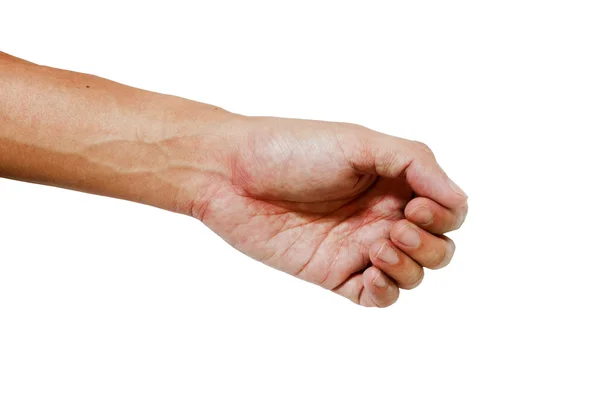 Hand och palm Asien färg hud på den vita bakgrunden — Stockfoto