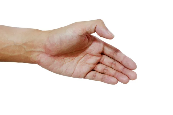 Hand och palm Asien färg hud på den vita bakgrunden — Stockfoto