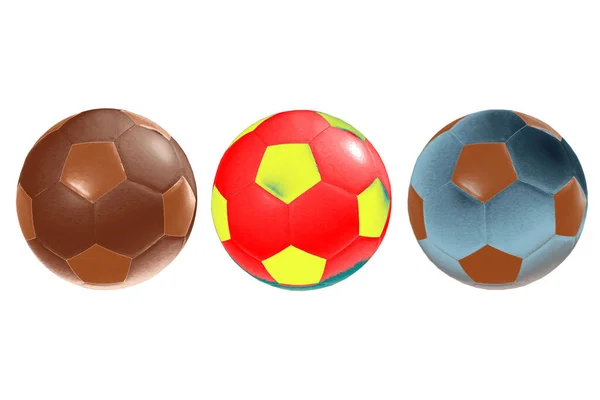 Diferencia Bolas Fútbol Aislado Fondo Blanco Para Textura Ilustración — Foto de Stock
