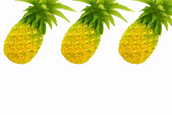 Ripe Pineapples Pattern Collection Isolated White Background Creative Concept Diet — Stock Photo, Image