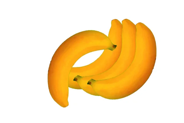 Four Bananas Design Horizontal Isolation White Background Power Concept Greatness — Stock Photo, Image