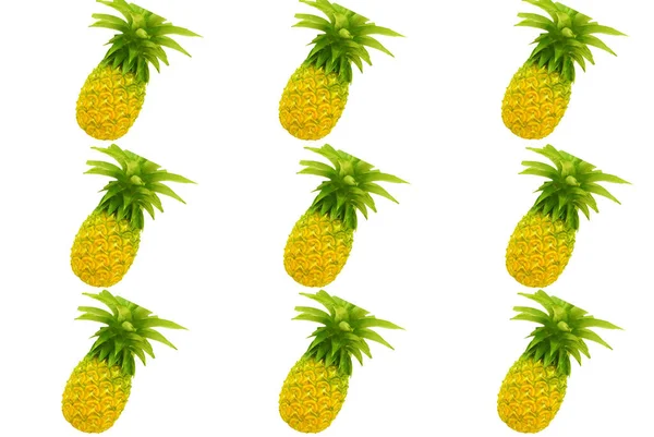 Mogna Ananas Mönster Samling Isolerade Vit Bakgrund Kreativt Koncept Diet — Stockfoto