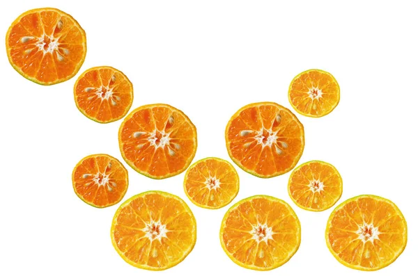 Fabriqué Collage Motif Oranges Tranches Fruits Isolés Sur Fond Blanc — Photo