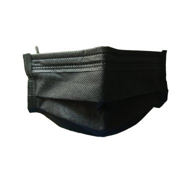 Single black medical mask isolated on white background, Equipment is use to protective coronavirus, Medical, Close up