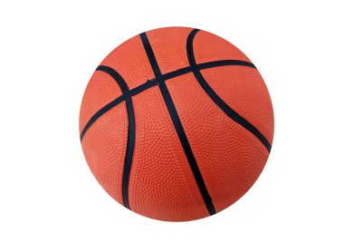 Stok fotoğrafı, maç oyunu, takım, spor ekipmanları için beyaz arka planda izole edilmiş tek bir basketbol topu.