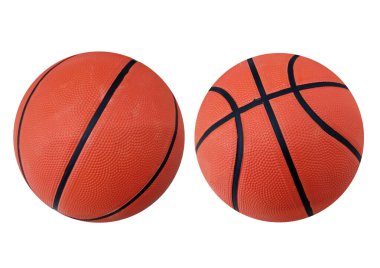 Stok fotoğrafı, maç oyunu, takım, spor ekipmanları için beyaz arka planda izole edilmiş iki yeni basketbol topu.