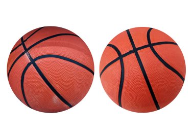 Stok fotoğrafı, maç oyunu, takım, spor ekipmanları için beyaz arka planda izole edilmiş iki yeni basketbol topu.