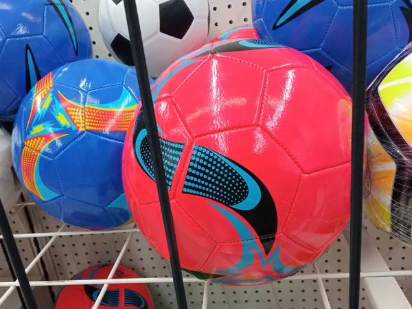 Single Rubber Pink Soccer Ball Basket Shelf Stock Photo Illustration — Stock Photo, Image