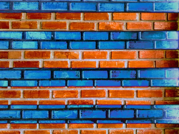 디자인이나 광고를 Cyan 주황색 그림의 Brickwall 텍스처 — 스톡 사진