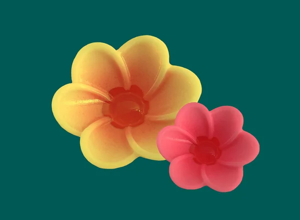 Closeup Flores Amarelas Rosa Florescer Isolado Verde Para Fundo Design — Fotografia de Stock