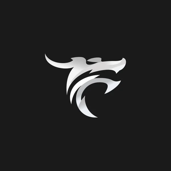 Siyah arkaplanda ejderha logosu vektörü