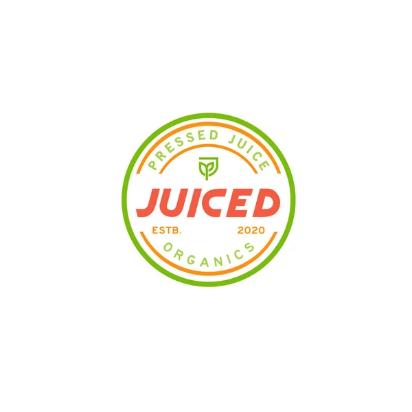Taze meyve suyu vektör logosu. Taze çiftlik besin işareti