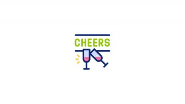 Cheers Animasyon Simgesi Profesyonel Canlandırma simgesi modern yaratıcı kullanım için tasarlandı. Markalaşma, hareket grafikleri ve dijital sunumlar için mükemmel.