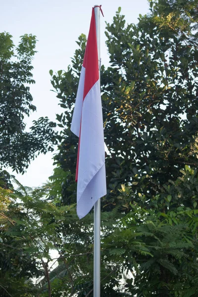 Bandeira Vermelha Branca Monumento Histórico Bung Tomo — Fotografia de Stock