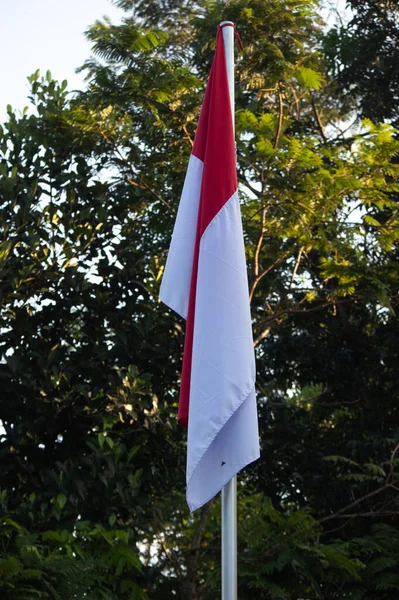 Bendera Merah Dan Putih Monumen Bersejarah Bung Tomo — Stok Foto