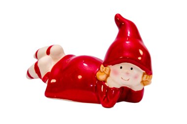 Kırmızı Noel cüceler. Kız ve erkek.