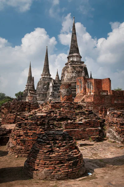 Wat Mahathat Candi Ayutthaya Taman Bersejarah Thailand Stok Lukisan  