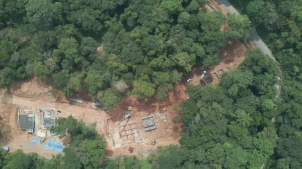 Aereo Drone Costruzione Case Nella Foresta Tropicale Verde — Video Stock